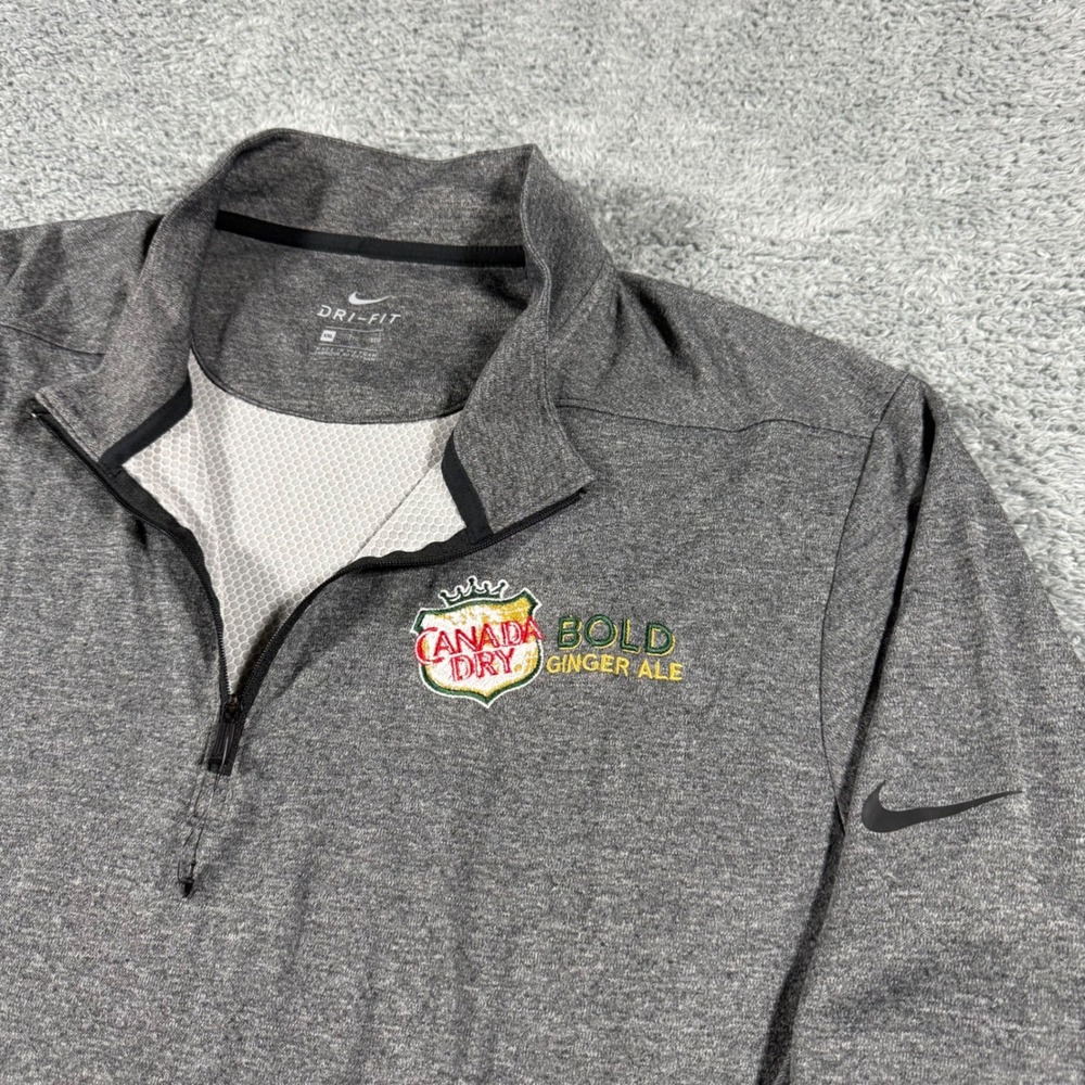 Nike Dri Fit 1/4 Zip Pullover Mens XXL Gray Canada Dry Bold Ginger Performance